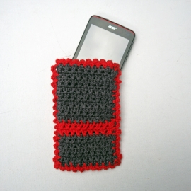 Telefoonhoesje antraciet en rood