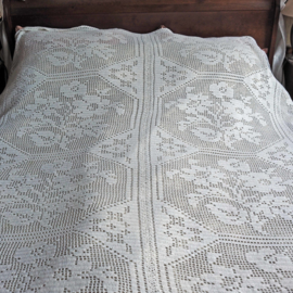 vintage gehaakte sprei met rozen, lits jumeaux