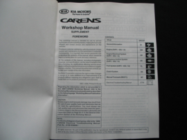 Workshop manual Kia Carens (2009) supplement