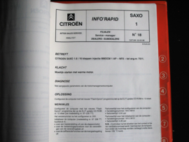 Workshop manual Technical Notices Citroën Saxo (1996 - 2002)