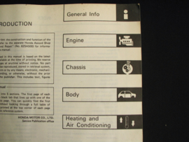 Werkplaatshandboek Honda Accord (1981) constructie en functie