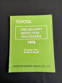 Werkplaatshandboek Toyota leveringsprocedures personenauto's (1978)
