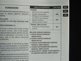 Workshop manual Suzuki Vitara (SV620) supplement