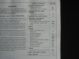 Werkplaatshandboek Suzuki Vitara (5-deurs model) supplement