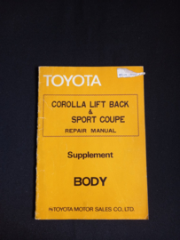 Workshop manual Toyota Corolla Lift Back and Sport Coupé supplement bodywork (1976)