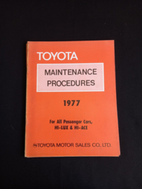 Workshop manual Toyota maintenance passenger cars (1977)