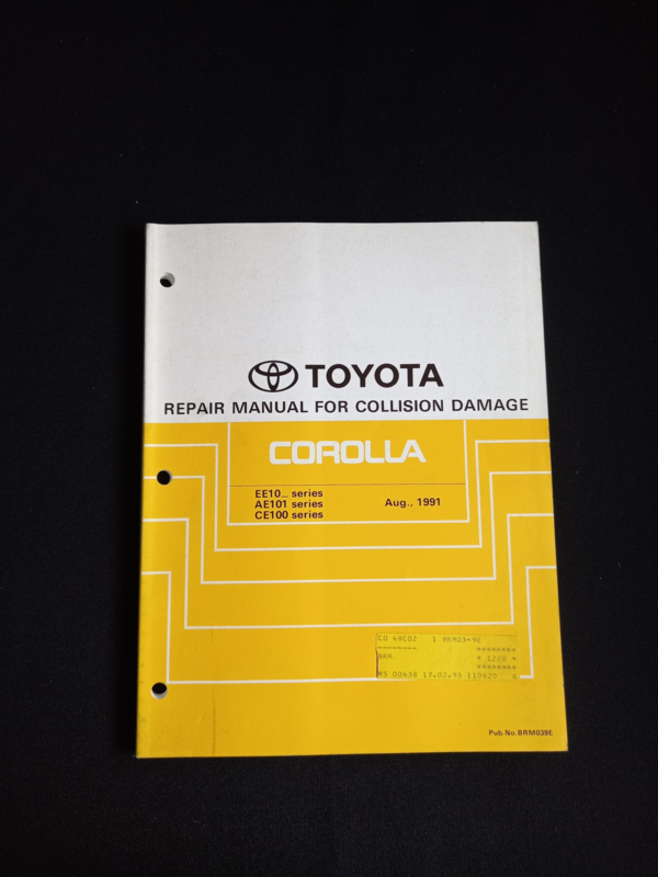 Werkplaatshandboek Toyota Corolla carrosserie reparaties (EE10, AE101 en CE100 series)