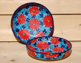 Ensaladera Rond Extra Flor Azul Rojo