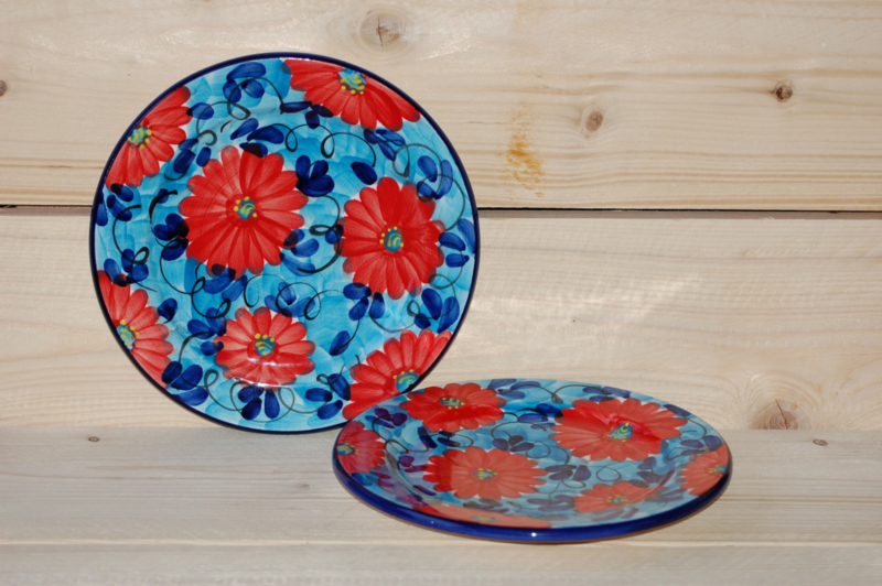 Dinerbord Flor Azul Roja 25 cm (nieuw)