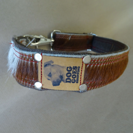 Koe halsband bruin/wit