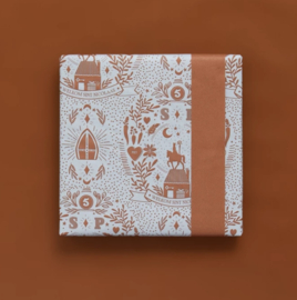 Inpakpapier rol Sint Illustratie Blue Cognac
