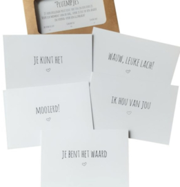 Complimenten kaartjes /pluimpjes