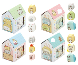 Mini erasers Sumikkogurashi playing with a Puppy - choose your favorite set