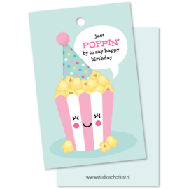 Gift tag just poppin' by to say happy birthday | mint