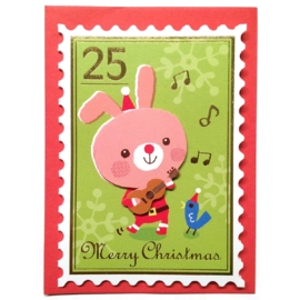 Mini kerstkaart Musical Bunny