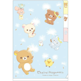 A6 file folder Chairoikoguma Dandelions and Twin Hamsters | blue