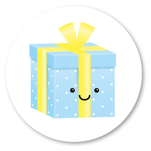 5 stickers | cadeautje blauw en geel | Stickers per stuk | Cuteness.nl | Kawaii Gifts & Goodies