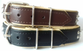 ELEGANCE leren halsband met studs 65cm