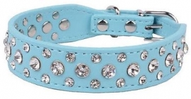 HB119 - Halsband strass, blauw 21-27cm