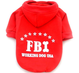 Hondentrui / hoodie "FBI" | Rood | M, L