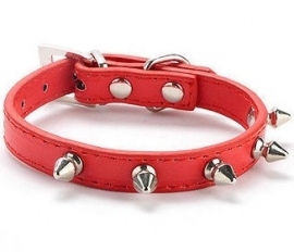 A01 - Halsband spikes, rood 18 - 25cm