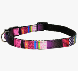 Nylon honden halsband Mozaika | paars/zwart