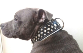 BENIBACHI super de luxe leren halsband met kristal 65cm