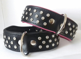 BENIBACHI Venice leren honden halsband met kristal | 65cm