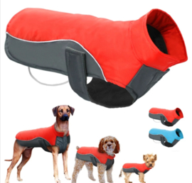 regenjas  hond / winterjas | Rood / grijs | L, XXL,3XL