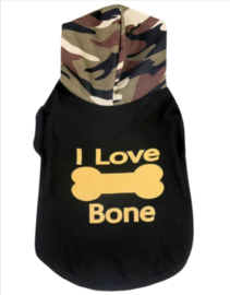 Mouwloos hondenshirt  "I love bone" |  M, XL