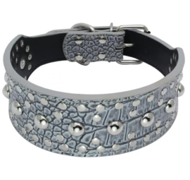 hb23-Honden halsband met studs grijs | 55cm