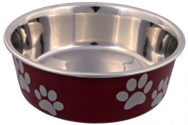 TRIXIE RVS anti-slip voerbak Paws | Bordeaux | 14cm