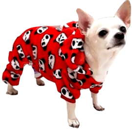 Honden Pyjama / Onesie fleece | rood | S,