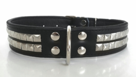 Leren honden halsband met studs | ZORAN | Zwart 65cm