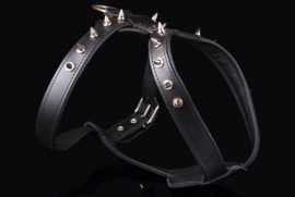 Hondentuig leer met spikes | zwart