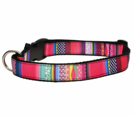 Nylon honden halsband Mozaika | roze | M/L