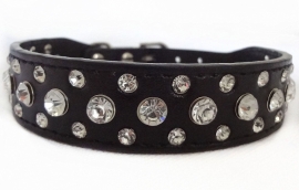 HB119 - Halsband strass, zwart 21-27cm