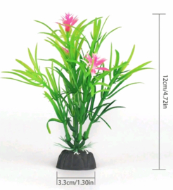 Aquariumplant kunstplant groen met roze bloemen