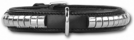 DOXTASY leren halsband Silverrow black  25mm