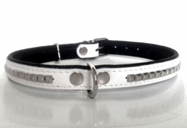 Leren honden halsband met studs | Wit | Lengte 52cm