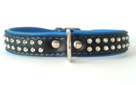 leren honden halsband met zirkonia 35cm