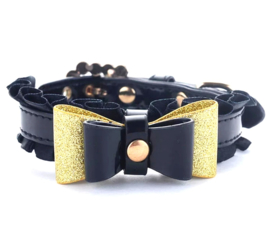 Chique zwarte honden halsband in lak | XS