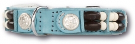 DOXTASY leren honden halsband Baby Blue Eagle 15mm