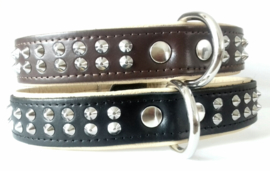 ELEGANCE leren halsband met studs | 53cm