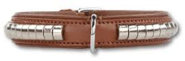 DOXTASY leren halsband Silverrow brown  25mm