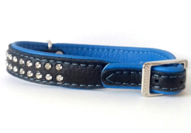 leren honden halsband met zirkonia 30cm