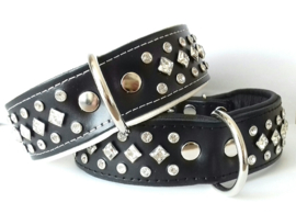 BENIBACHI super de luxe leren halsband met kristal 65cm