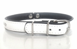 Leren honden halsband met studs | Wit | Lengte 52cm