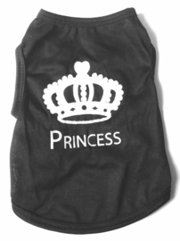 Mouwloos Honden shirt "princess" | zwart |  XS