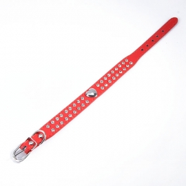 Hb111 - Halsband met strass en hart | Rood |  XS